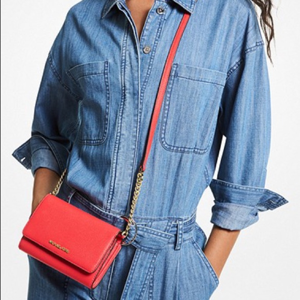 NWT authentic MK leather gold chain crossbody